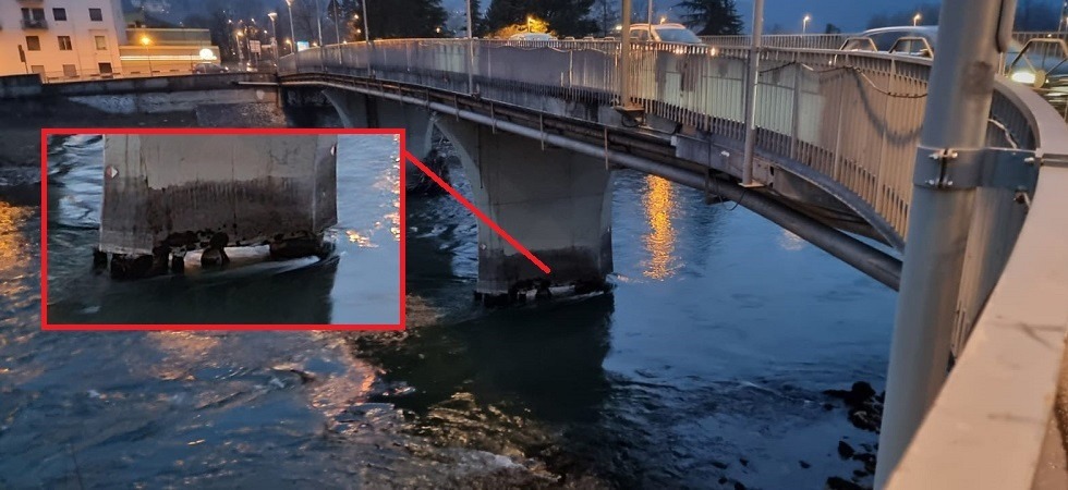 L’Adige si abbassa e il pilone eroso di ponte San Giorgio resta scoperto ma il Comune tranquillizza: E' sicuro''